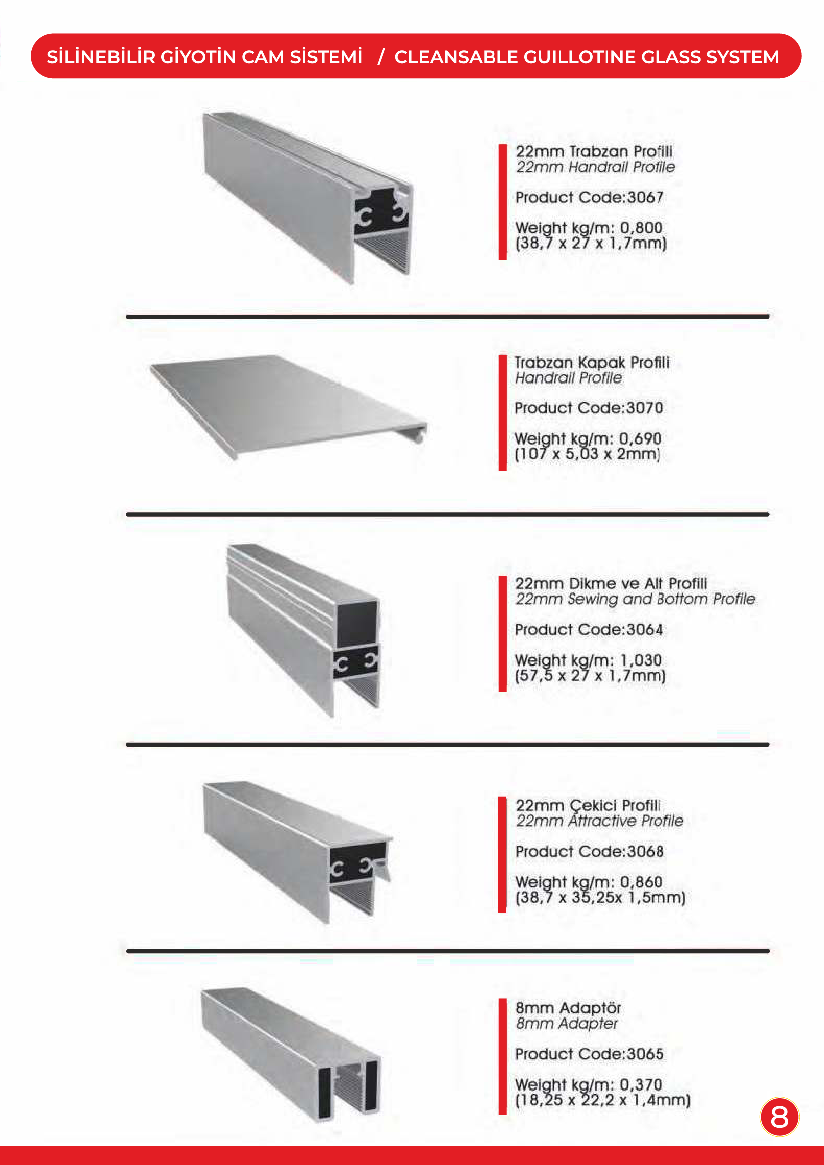 Silinebilir giyotin cam aksesuar 8